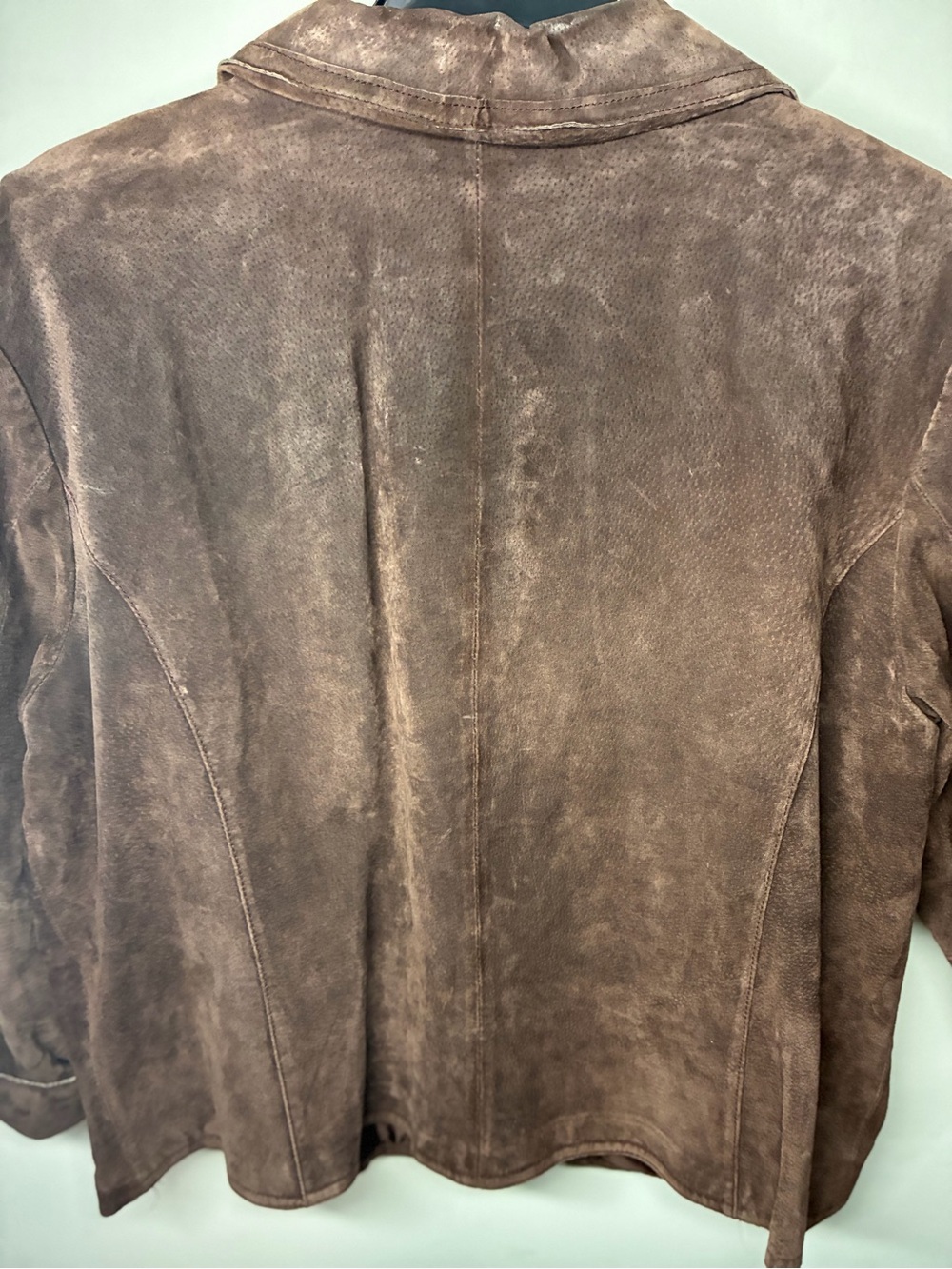 Retro Suede Button-Front Brown Women's Jacket - Picture 7 of 8
